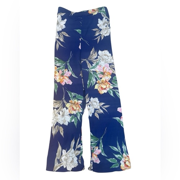 Zara Basic floral palazzo split pants XS breezy wrap tie waist crop Hawaiian - Picture 2 of 11